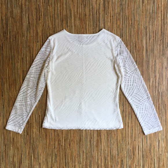 Calvin Klein Top White Womens Semi Sheer Zebra EUC - Picture 2 of 9
